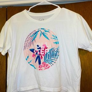 Women’s Cropped white Hollister Graphic Tee
